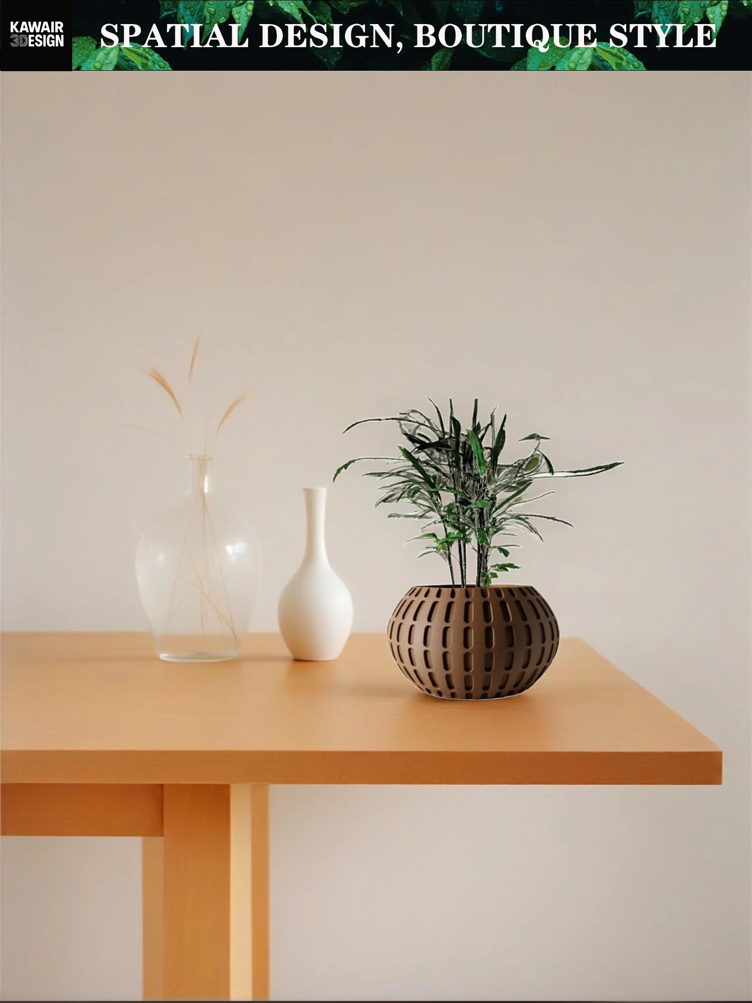 3D Printed Flower Pot Square Line Texture Rhombus Accent Strong Design Sense Home Decor Eco-Friendly Elk-Valley 3D