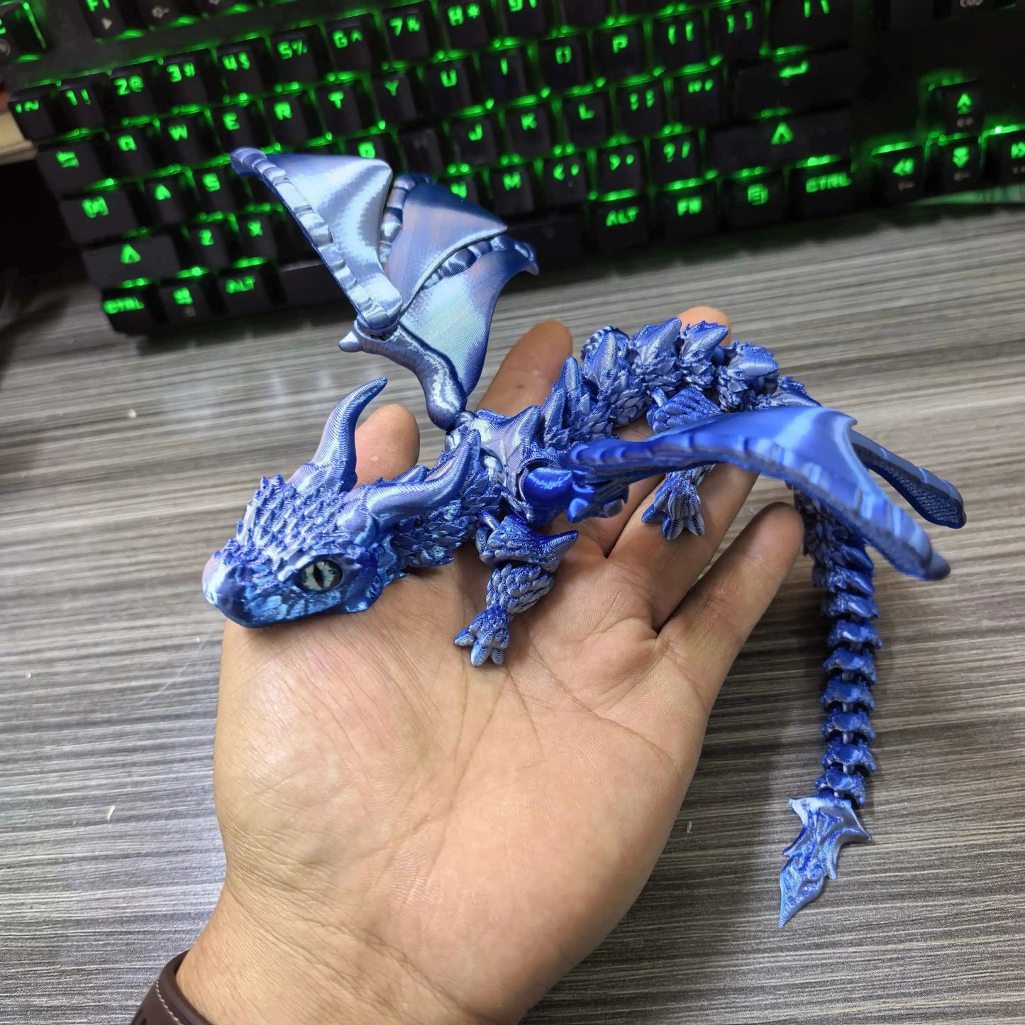 22-30CM 3D Printed Simulated Eyes Flying Dragon Baby Ornaments Joints Can Move Dragon Rockery Fish Tank Landscaping Decoration Elk-Valley 3D