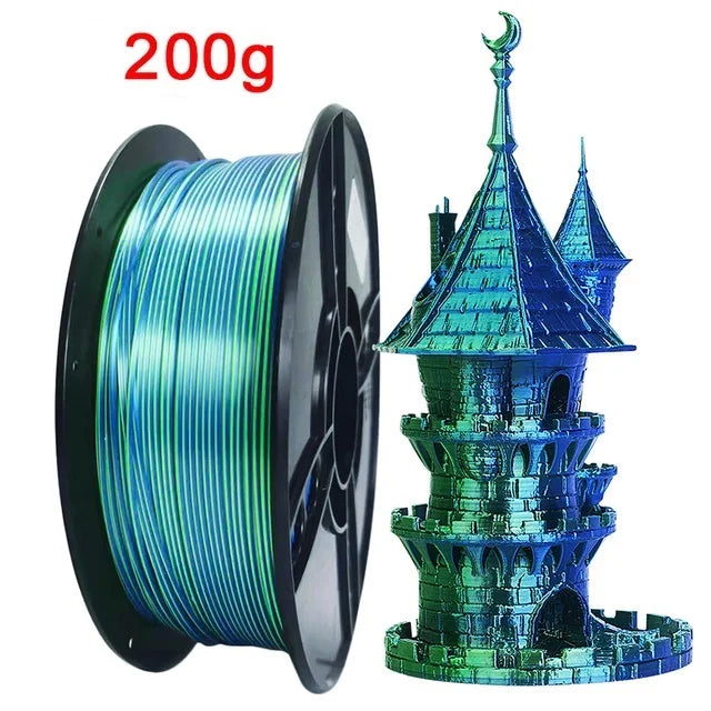200G Dual Color Filament Silk PLA 1.75mm FDM 3D Printer Plastic Material Shiny Filament PLA Multicolor Black Red Blue Gold Elk-Valley 3D