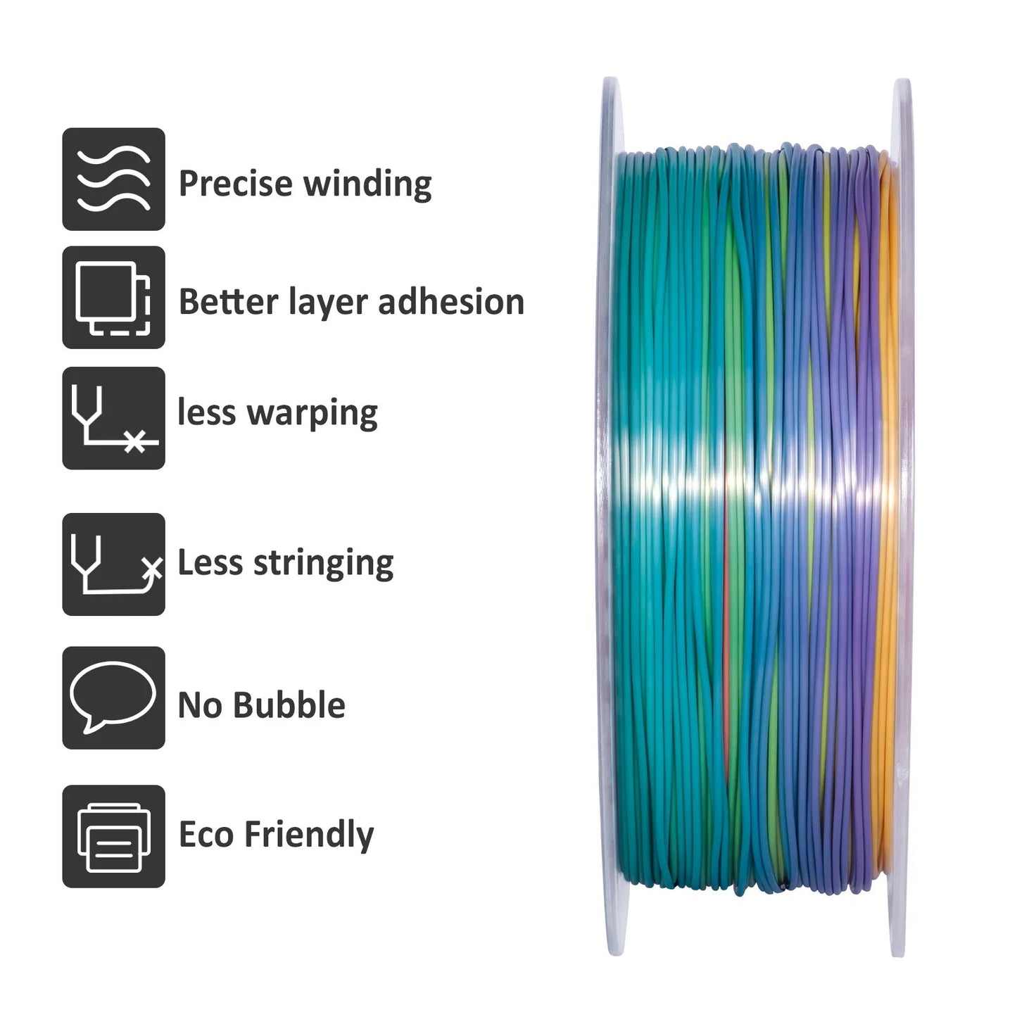 GEEETECH 5Rolls 3D Silk PLA Filament 1Kg/roll 1.75mm Spool Wire For 3D Printer Material,Vacuum packaging,Safety Elk-Valley 3D