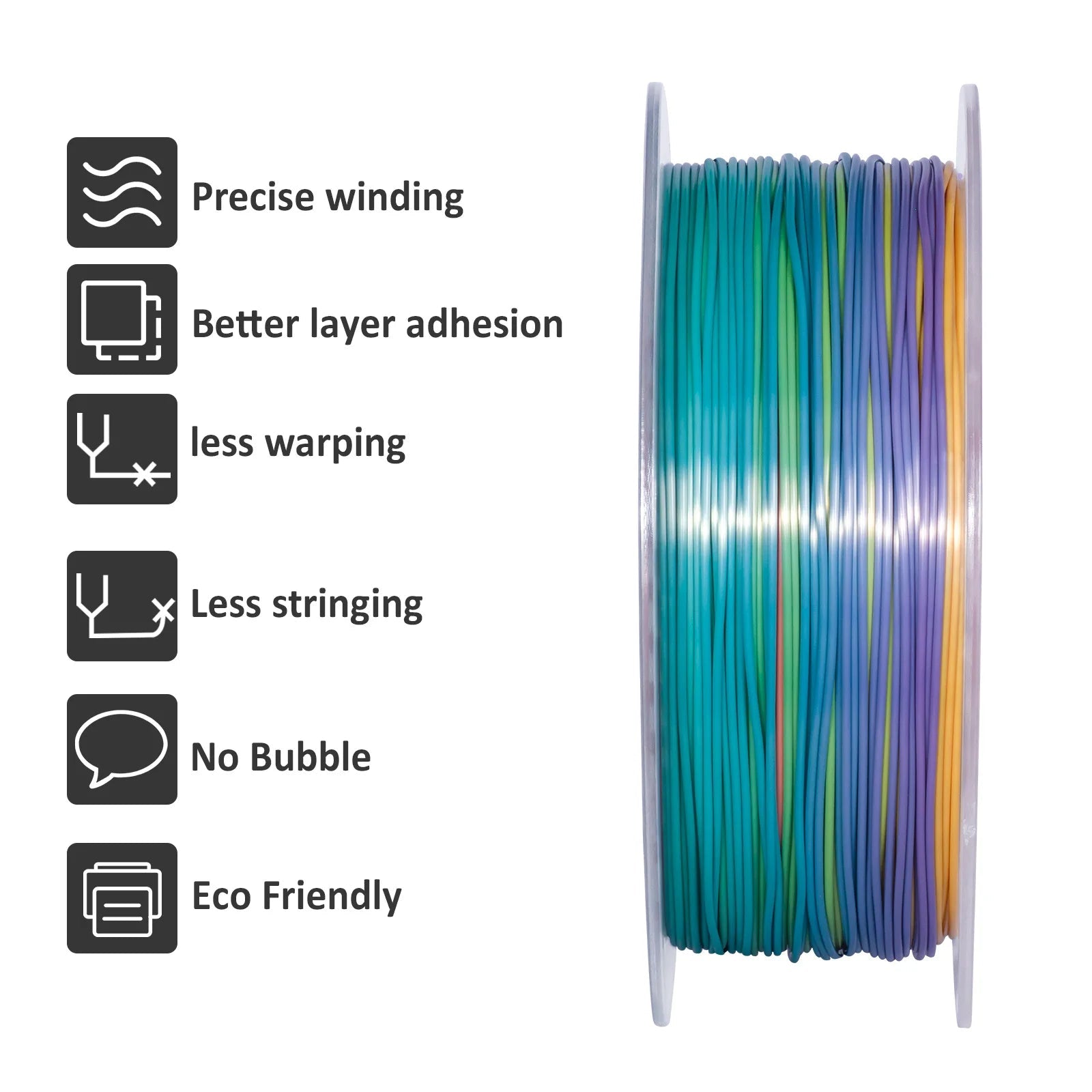 GEEETECH 5Rolls 3D Silk PLA Filament 1Kg/roll 1.75mm Spool Wire For 3D Printer Material,Vacuum packaging,Safety Elk-Valley 3D