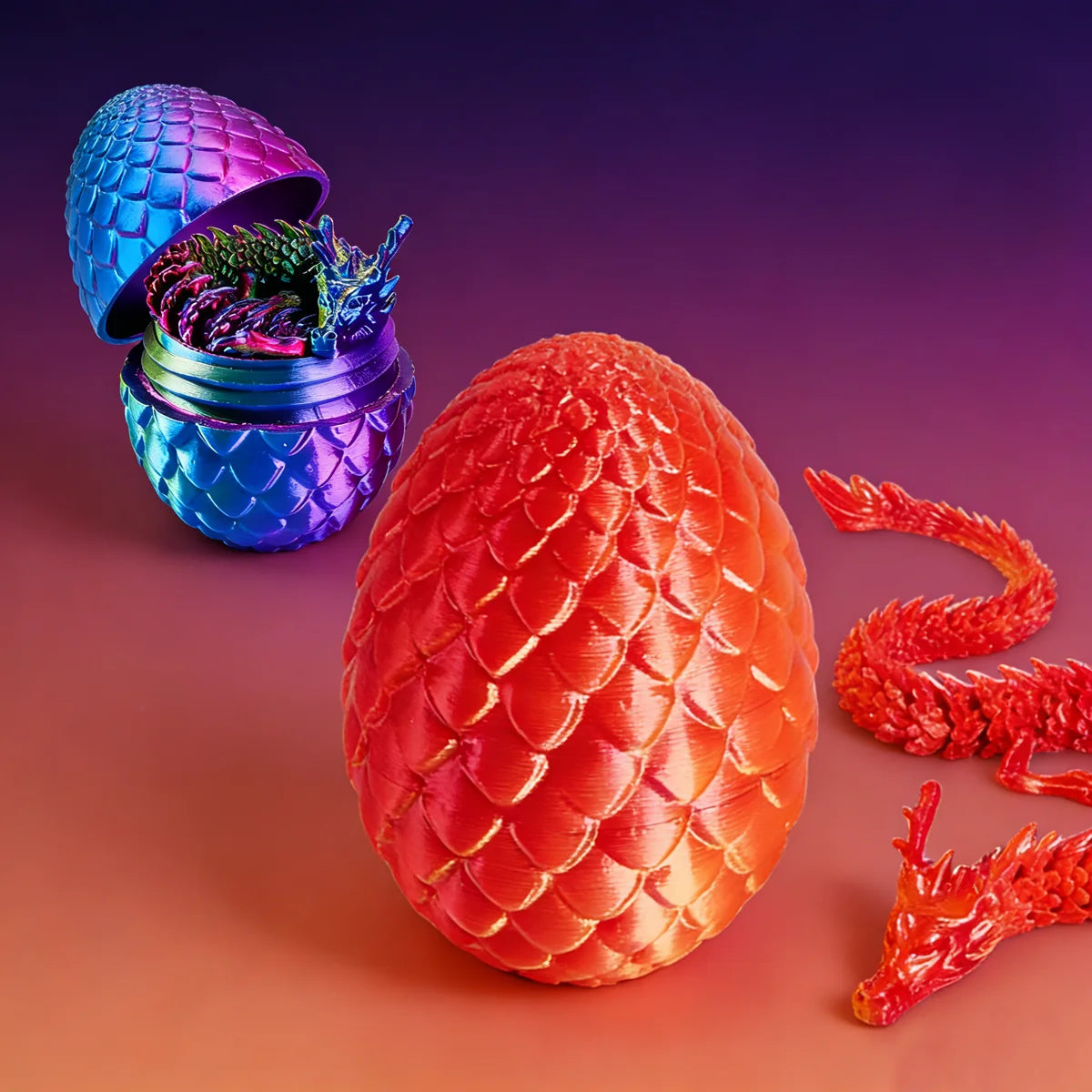 3D Printed Dragon Egg Toy Set (6 Eggs + 6 Dragons), Durable Plastic Material, Cute Home Decor Ornaments for Christmas and Easter Elk-Valley 3D