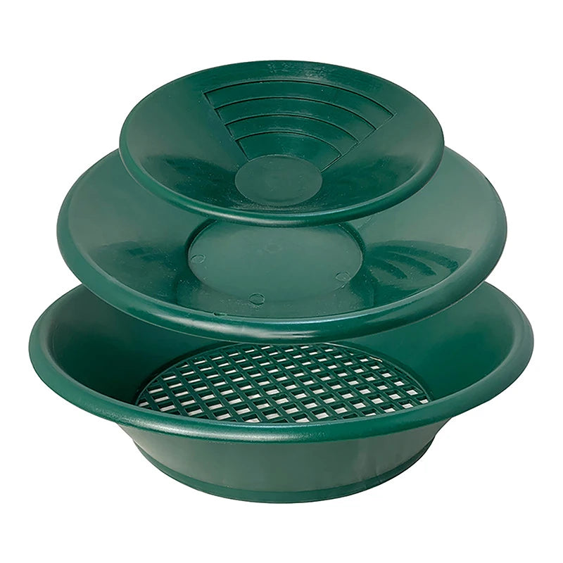 10/14/15 inch Washing Gold Panning Machine Screen Mining Screen Metal Detection Tools Sieve Gold Pan Green Plastic Bowl Elk-Valley 3D