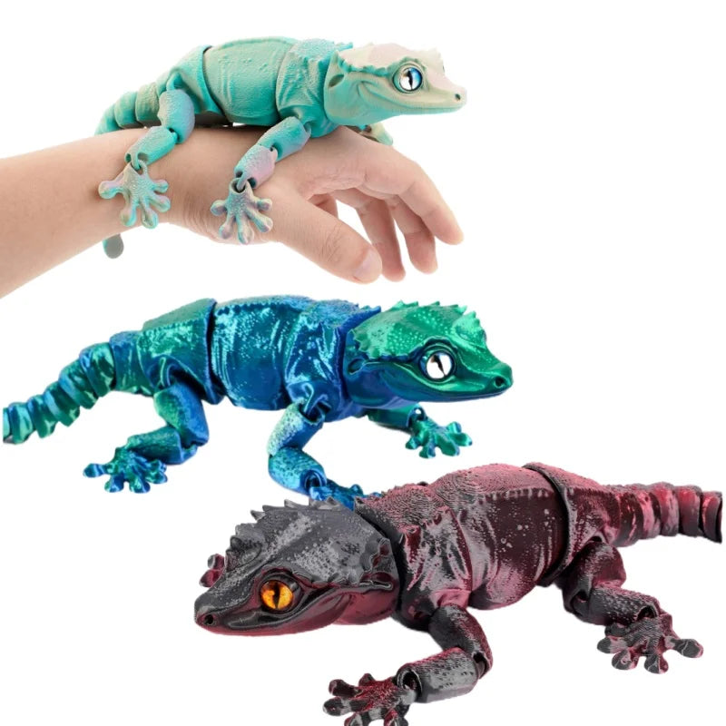 3D Printing Creative Phoenix headed Lizard Animal Ornament Cute Cute Pet Lizard Movable Integrated Joint Animal Miniatures Elk-Valley 3D