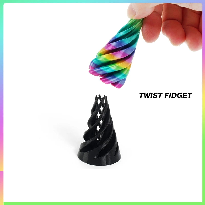 3D Printed Decoration Mini Vortex Printed Spiral Conae Fidget Toy Impossible Pyramid Passthrough Sculpture Thread Illusion Gift Elk-Valley 3D