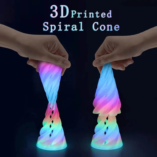 3D Printed Decoration Mini Vortex Printed Spiral Conae Fidget Toy Impossible Pyramid Passthrough Sculpture Thread Illusion Gift Elk-Valley 3D