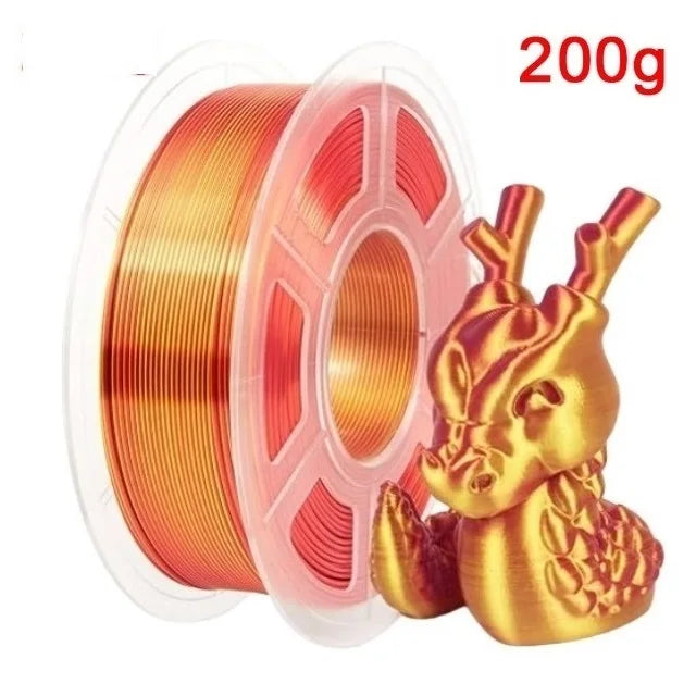 200G Dual Color Filament Silk PLA 1.75mm FDM 3D Printer Plastic Material Shiny Filament PLA Multicolor Black Red Blue Gold Elk-Valley 3D