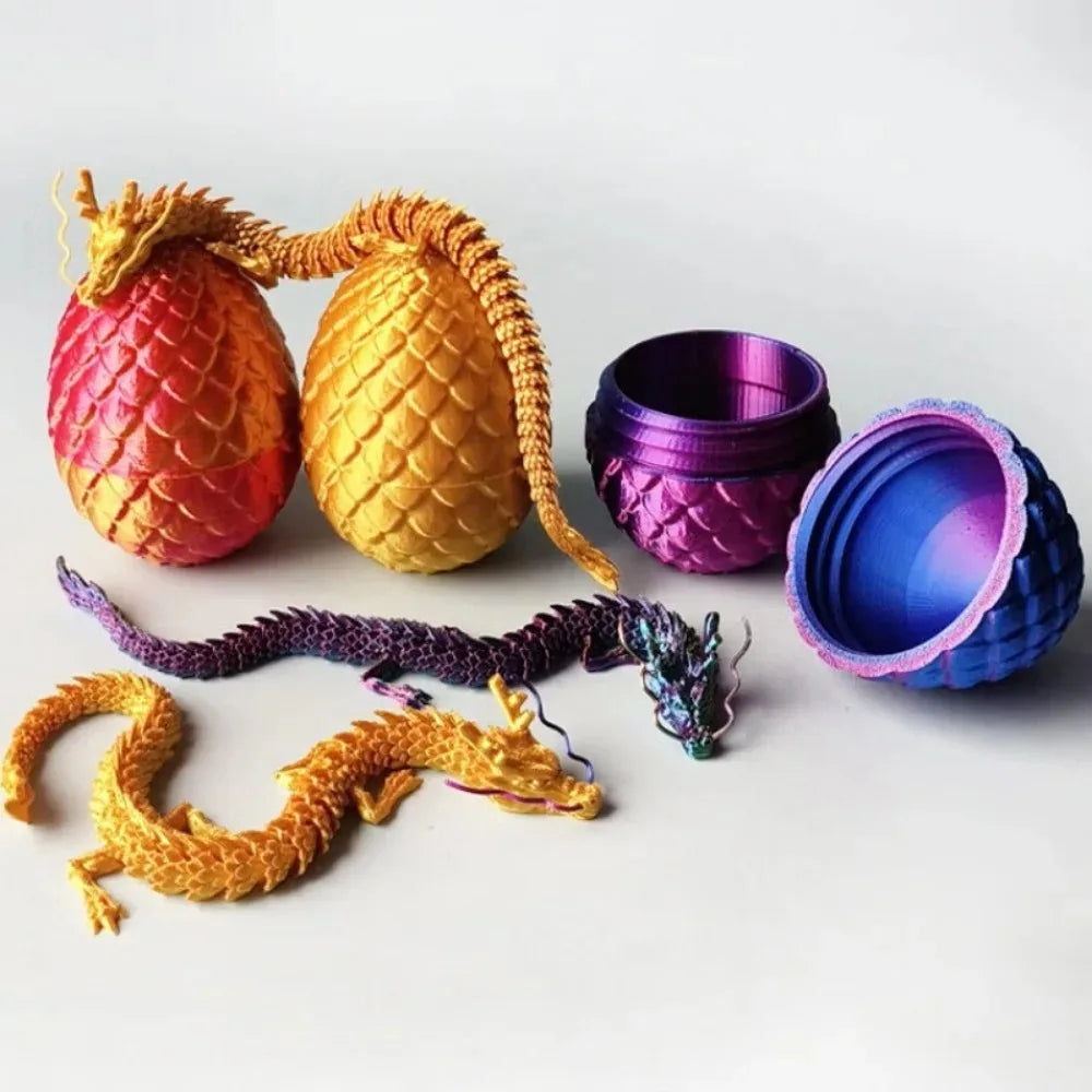 Chinese Dragon Surprise Egg Toy, 3D Movable Joint Dragon Model, Mini Desktop Decoration, Unique Art Craft Gift for Adults & Kids Elk-Valley 3D