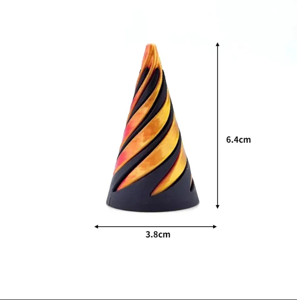 3D Printed Spiral Cone Toy Impossible Pyramid Passthrough Sculpture Pass Through Pyramid Toy Mini Vortex Thread Illusion Elk-Valley 3D