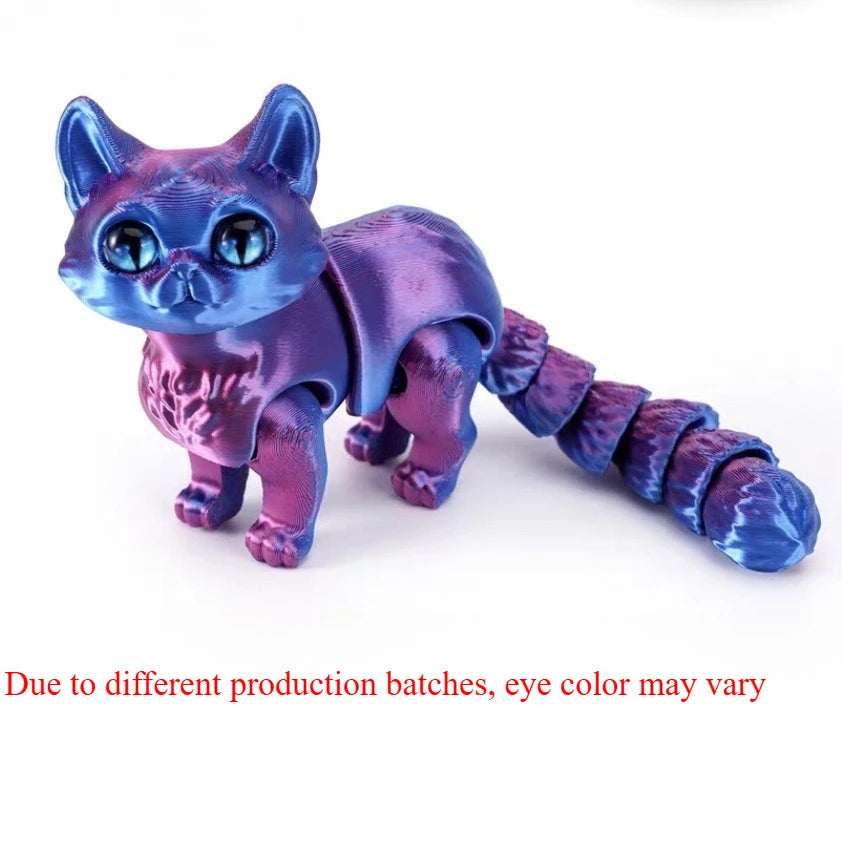 3D printed cat, adult articulated cat toy, 3D printed animal toy stress relief decoration, 3D printed cute cat desktop pet Elk-Valley 3D