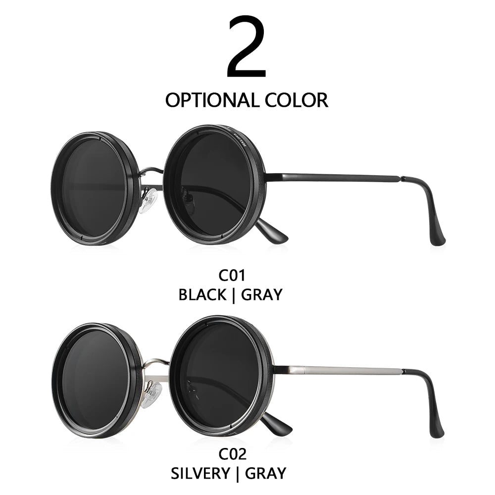 CRIXALIS Adjustable Tint Sunglasses Men 1-9 Gears Round Polarized Glasses Women with ND Filter Lens Beach Shady Fishing Driving Elk-Valley 3D