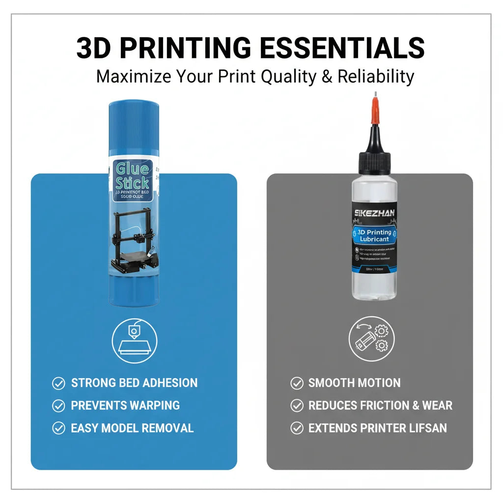 3D Printer Glue Stick PVP Solid Adhesive & 65ml Lubricating Oil Grease for Hot Bed Rails Screw Bearing PLA ABS PETG TPU Parts Elk-Valley 3D