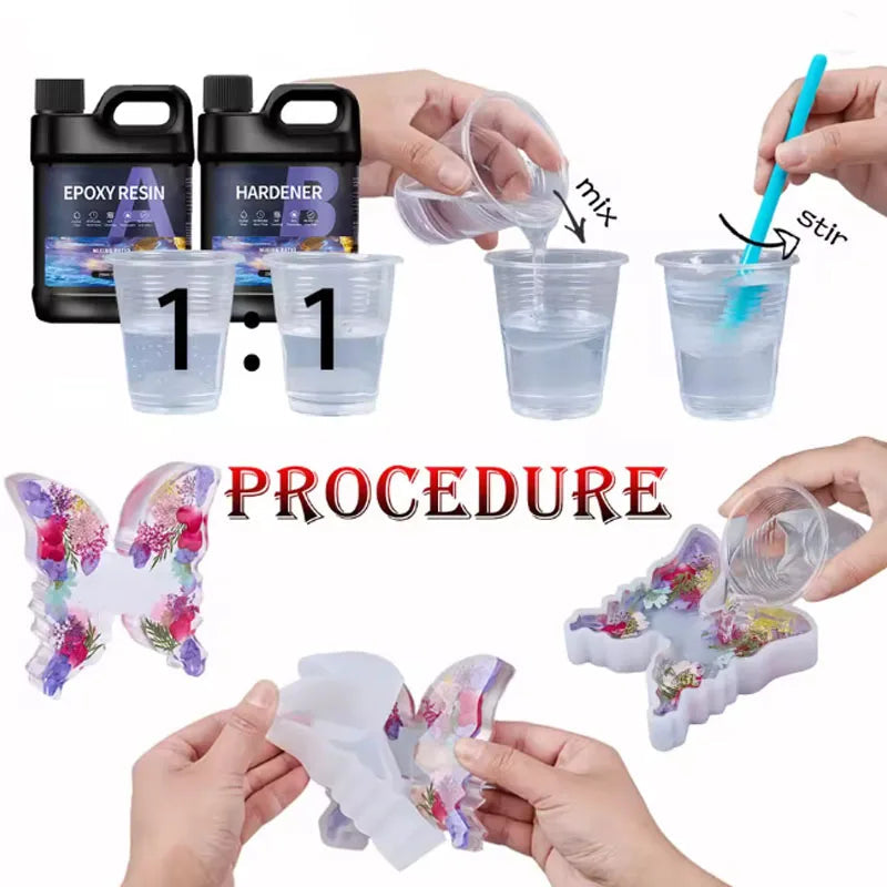 1:1 AB Epoxy Resin Glue Kits 500/1000ml High Adhesive Hardener Crystal Glue Set For DIY Resin Mold Jewelry Making Supplies Elk-Valley 3D