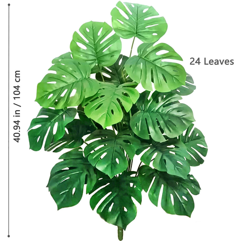 52-104cm(40.94in)  Artificial Monstera Plant Fake Palm Tree Plastic Turtle Leaf Green Plant for Home Garden Room Office Decor Elk-Valley 3D