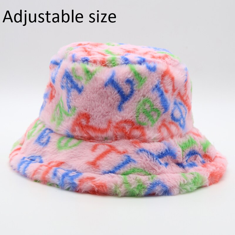 Winter Cow Leopard Faux Fur Fluffy Bucket Hats Women Outdoor Warm Sun Hat Soft Velvet Furry Fisherman Cap Girl Fashion Panama Elk-Valley 3D
