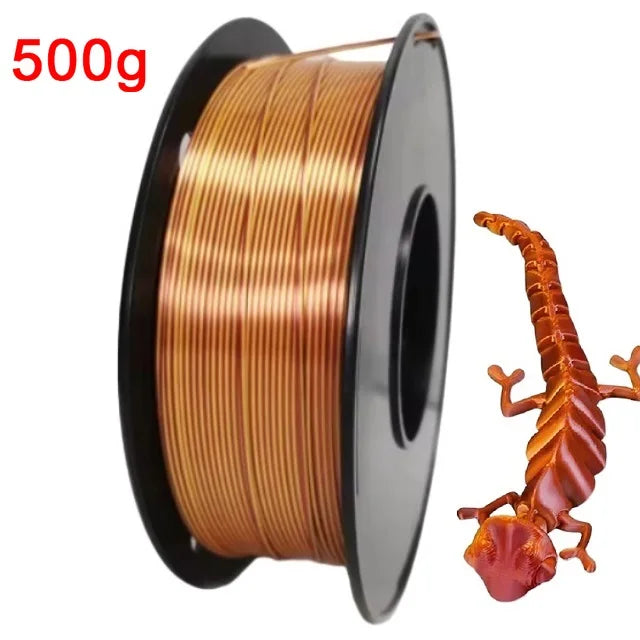 Dual Color Filament Silk PLA 1.75mm 1kg 500g 250g 3D Printer Plastic Material Two Colors Filament PLA Black Red Green Bundle New Elk-Valley 3D