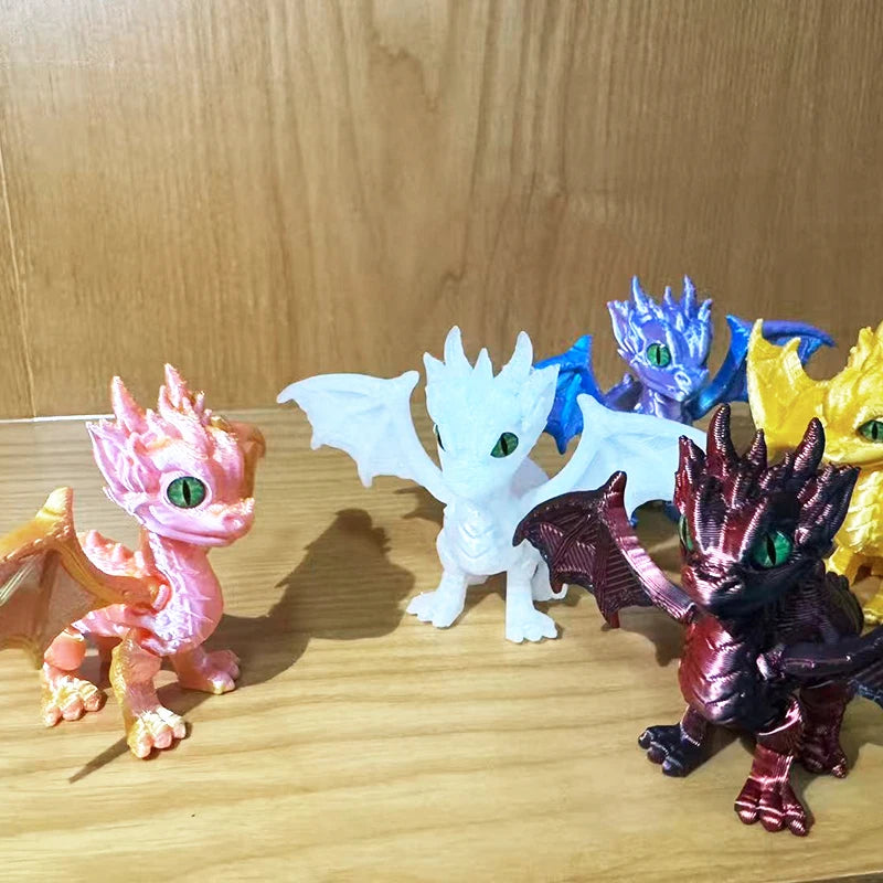 3d Printed Dragon,Fidget Dragons Toy Figurines, Animal Joint Activity Models Desktop Ornaments Simulation Model Figurines Gifts Elk-Valley 3D