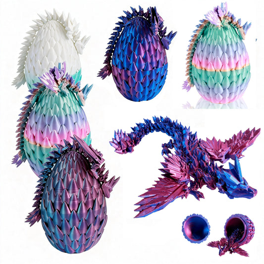 Simulation Dragon 3D Articulated Dragon Toy Bookshelf DIY Decor Colorful Rotatable Printed Dragon for Office Desktop Collectible Elk-Valley 3D
