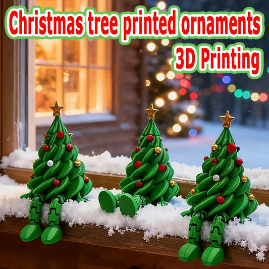 3D Printed Christmas Tree Desktop Ornament, Articulated Christmas Atmosphere Figurine, Colorful Christmas Tree Shaped Ornament