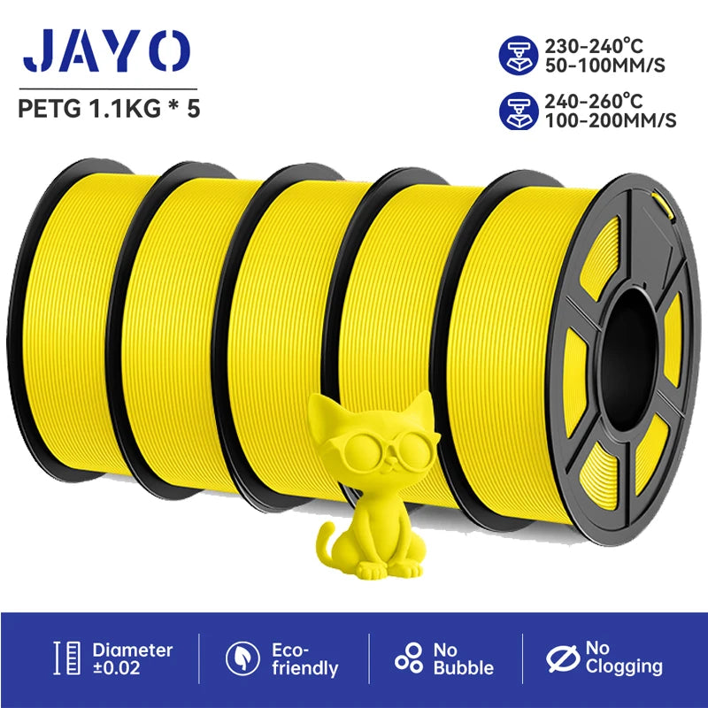JAYO petg 3d printer filaments PETG 5Rolls 1.75mm Mixed Color Bubble Free FDM 3D Printer Material for 3d pen refill 1.1kg/1rolls Elk-Valley 3D