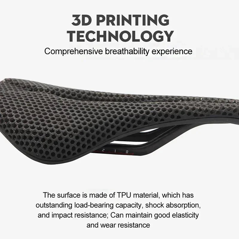 Bicycle 3D Printed Saddle Ultralight Carbon Fiber Road Mountain Bike Seat Cushion Hollow Comfortable 3D MTB Saddle Seat Elk-Valley 3D
