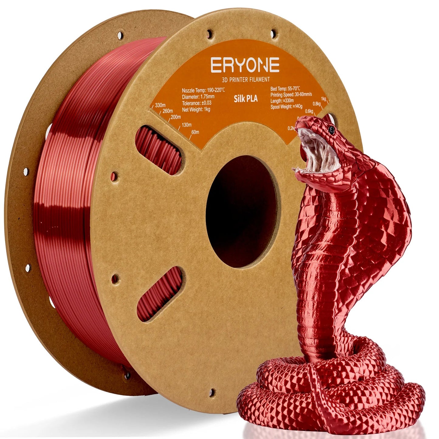 ERYONE 1KG Silk PLA 3D Printer Filament 1.75mm, Premium Silk Shiny Finish Single Color, Glossy Smooth Surface 1kg Spool Elk-Valley 3D
