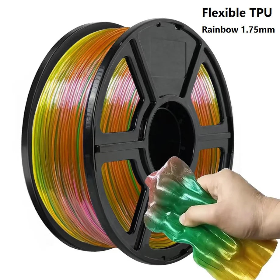 Flexible TPU Filament 1.75mm 1kg/500g/250g/200g Rainbow Color Change Filament TPU 3D Printer TPU Fexible Soft 95A Filament Green Elk-Valley 3D