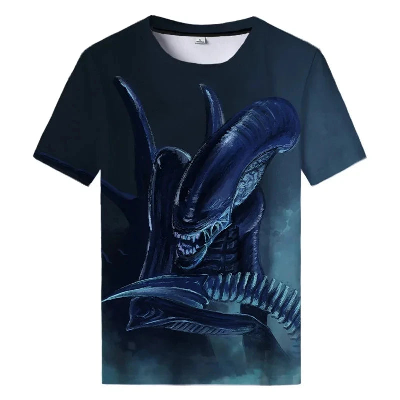 Summer New Alien Art 3D Print T-shirt For Men Clothing Daily Casual T-shirt Horror Alien Movie Graphic Harajuku Tops Tee Shirts Elk-Valley 3D