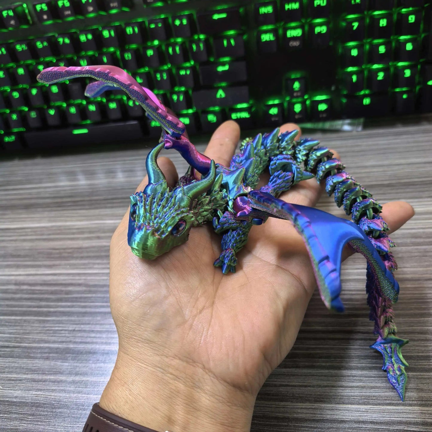 22-30CM 3D Printed Simulated Eyes Flying Dragon Baby Ornaments Joints Can Move Dragon Rockery Fish Tank Landscaping Decoration Elk-Valley 3D