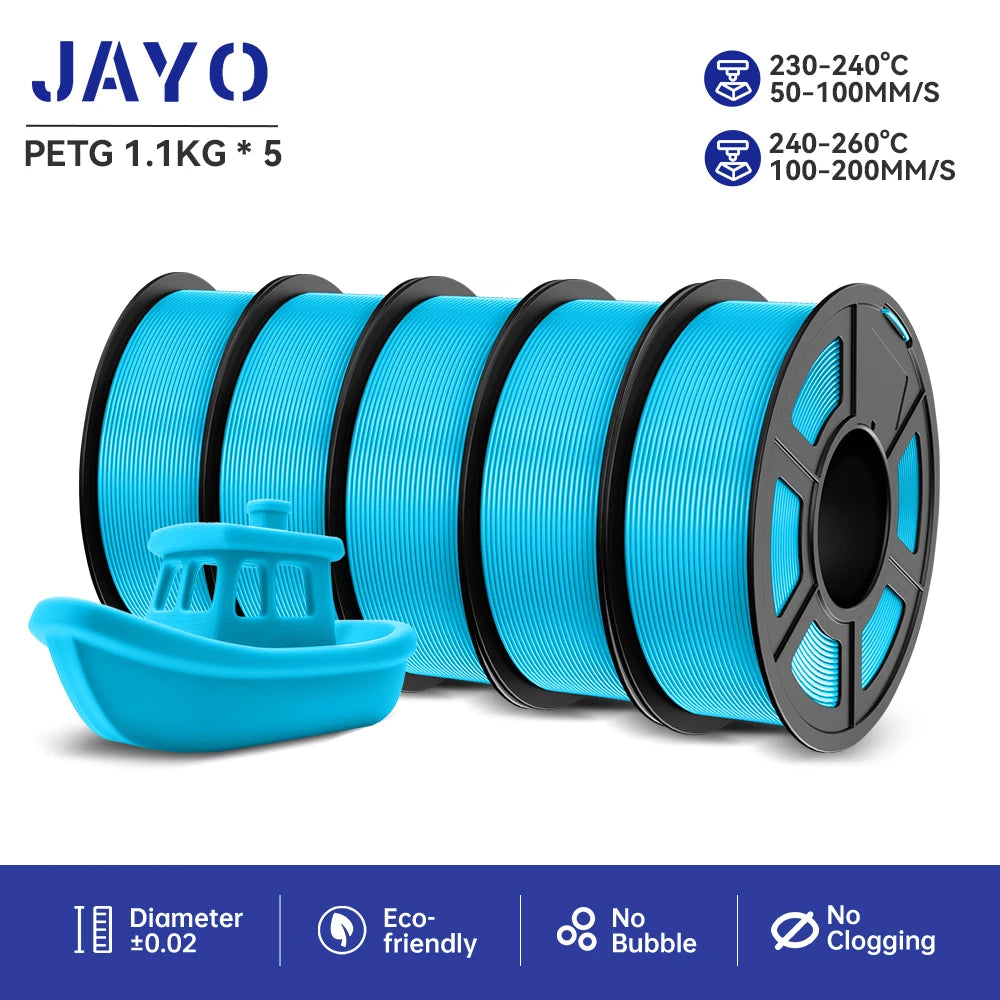 JAYO petg 3d printer filaments PETG 5Rolls 1.75mm Mixed Color Bubble Free FDM 3D Printer Material for 3d pen refill 1.1kg/1rolls Elk-Valley 3D
