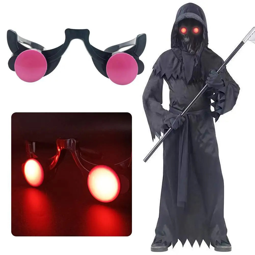 LED Luminous Glow Glasses Funny Red Eyes Halloween Clown Cosplay Anime Accessories For Christmas Bar KTV Birthday Party Elk-Valley 3D