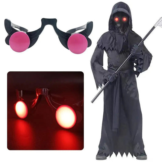 LED Luminous Glow Glasses Funny Red Eyes Halloween Clown Cosplay Anime Accessories For Christmas Bar KTV Birthday Party Elk-Valley 3D