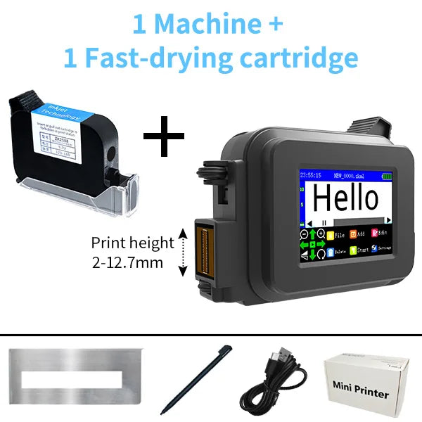 Iottim 12.7mm Mini Portable Inkjet Printer Small Business Date Label Printer QR code Logo Batch Number Elk-Valley 3D