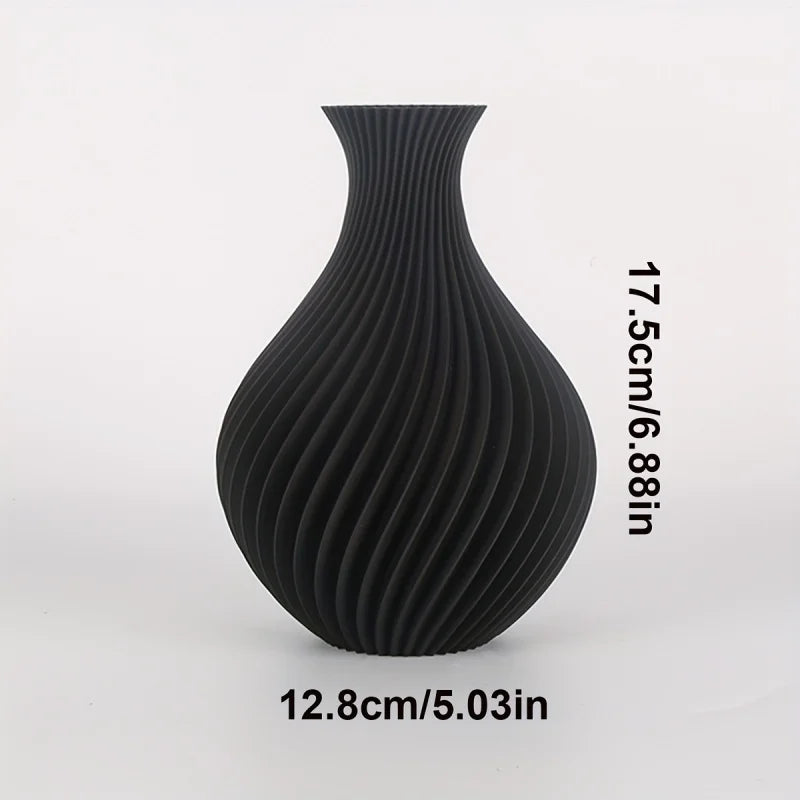3D Printed Art Vase with Retro Textured Design - High-Quality Plastic, Durable and Resistant