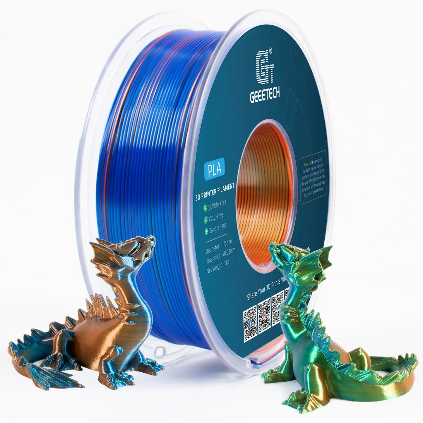 Geeetech Tri Color Silk PLA Filament , 3D Filament 1,75 mm 1KG Spool Wire  (+/-0.03mm) Vacuum packaging, special color Elk-Valley 3D