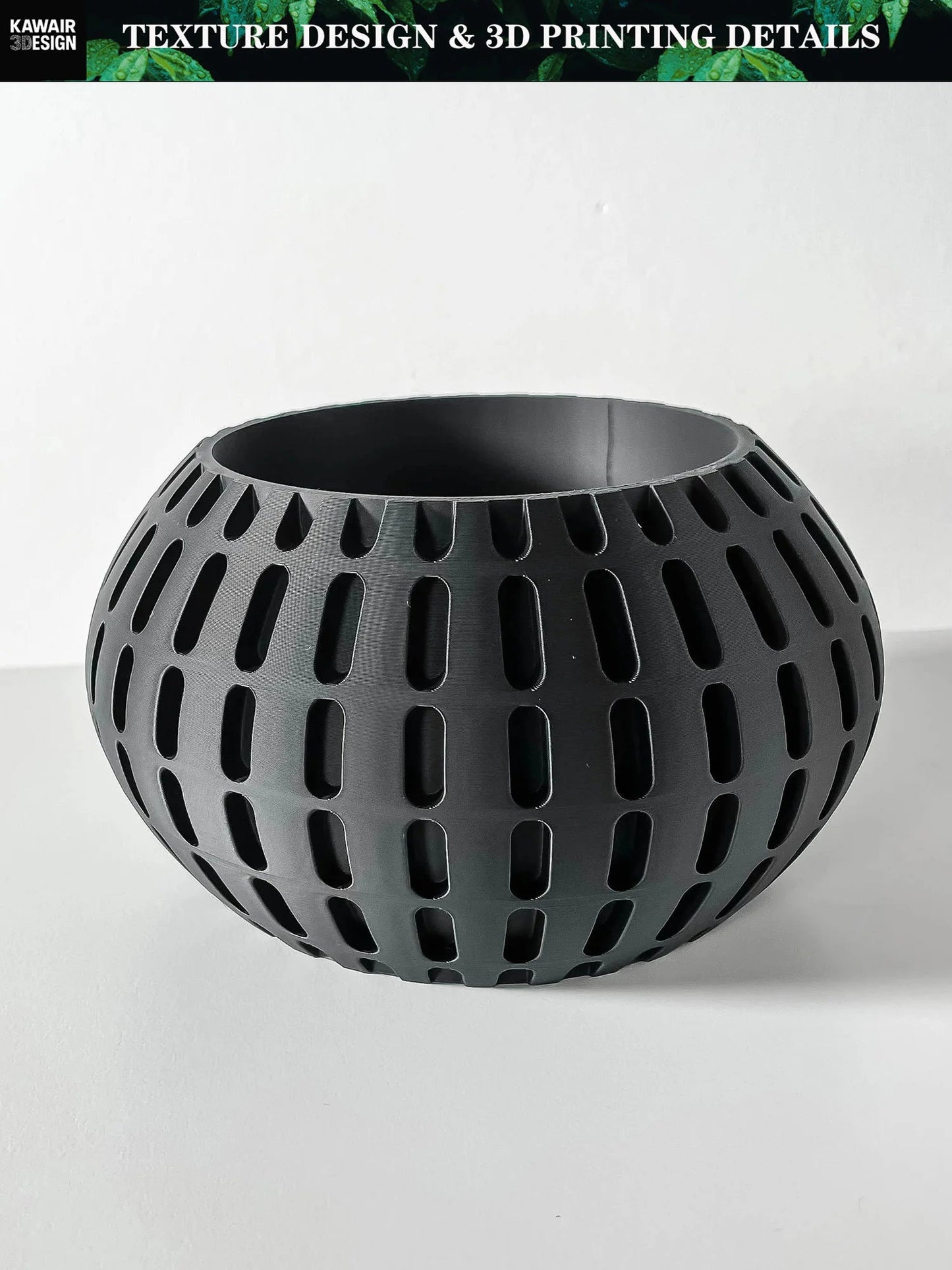 3D Printed Flower Pot Square Line Texture Rhombus Accent Strong Design Sense Home Decor Eco-Friendly Elk-Valley 3D