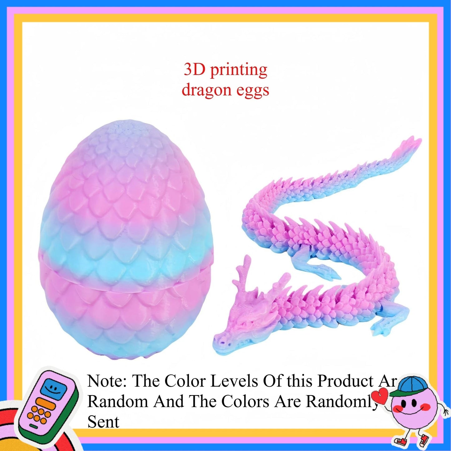3D Printed Dragon Eggs, Containing Little Dragons, Easter 3D Movable Eggs, Stress-Relieving Toys, Surprise Printed Animal Toys Elk-Valley 3D