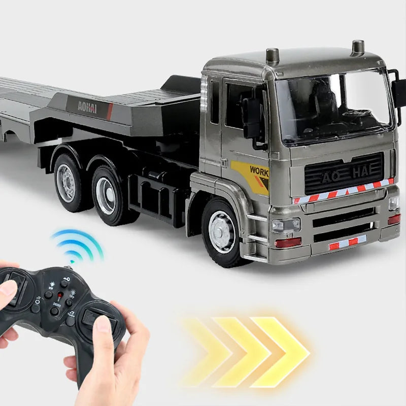 RC Flat Truck Model 9Channels Alloy 1:20 2.4G Remote Control Car Simulation Engineer Vehicle Trailer Boy Kid Toy Gift Elk-Valley 3D
