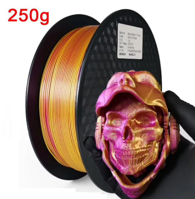 Dual Color Filament Silk PLA 1.75mm 1kg 500g 250g 3D Printer Plastic Material Two Colors Filament PLA Black Red Green Bundle New Elk-Valley 3D