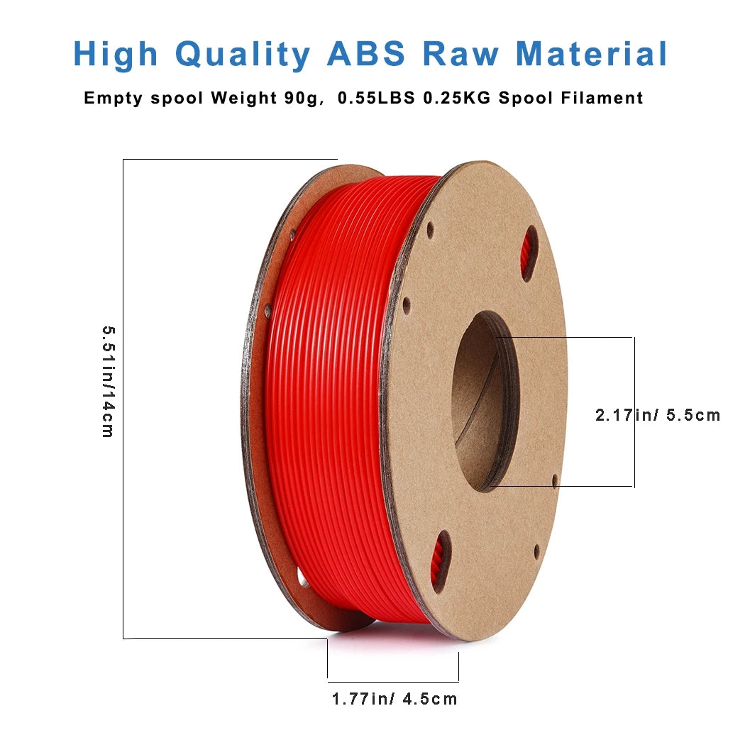 3D Printer Filament ABS 3D Printing Filament 1.75mm Dimensional Accuracy +/- 0.02 mm, ABS 0.25KG Red