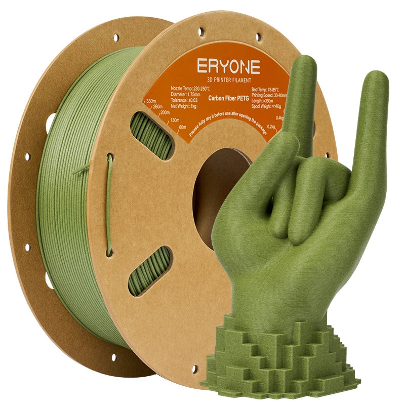 Eryone 1KG PETG Carbon Fiber Filament 1.75mm, 15% CF High Rigidity 3D Printer Filament, +/-0.03mm Elk-Valley 3D