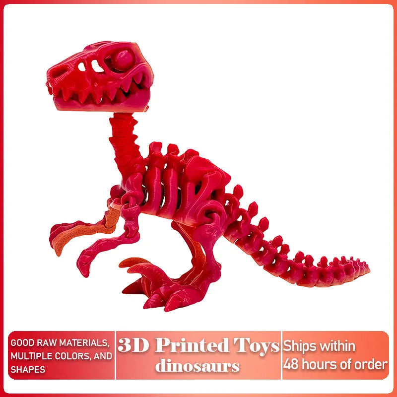 Mini 3D Printed Dinosaur Skeleton Model Movable Joints Velociraptor Decor Office Desk Ornament Kids Gift Home Decoration Elk-Valley 3D