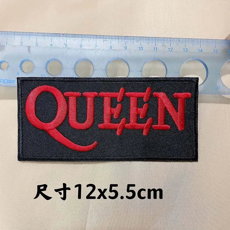 5PCS/ Text Clothing Stickers Fabric Applique Embroidery Iron On Patches,Punk Rock Music Band Badges Clothes Striped Sewing Patch Elk-Valley 3D