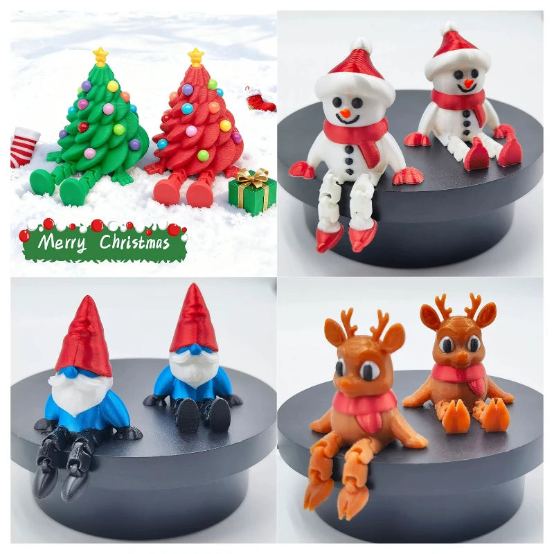 Christmas Decoraitons 3D Printed Santa Claus Statues Ornament Room Desk Accessories Navidad Decoraciones Para El Hogar Elk-Valley 3D