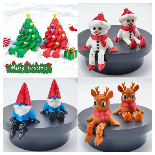 Christmas Decoraitons 3D Printed Santa Claus Statues Ornament Room Desk Accessories Navidad Decoraciones Para El Hogar Elk-Valley 3D