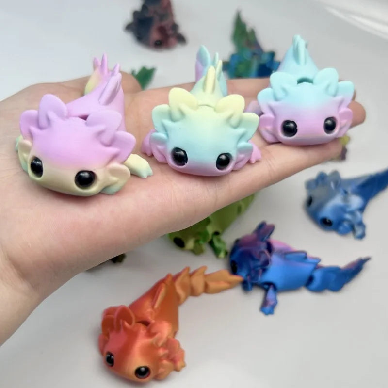 3D Printed Axolotl Fidget Toy, Movable Joint Salamander Figurine, Colorful Articulated Desk Decor Elk-Valley 3D