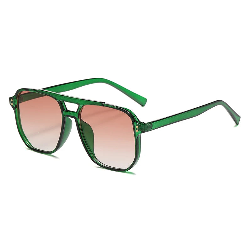 Classic Retro Oversized Pilot Sunglasses Women Vintage Double Bridge Big Oval Sun Shades Glasses Unisex Yellow Lens Eyewear Elk-Valley 3D