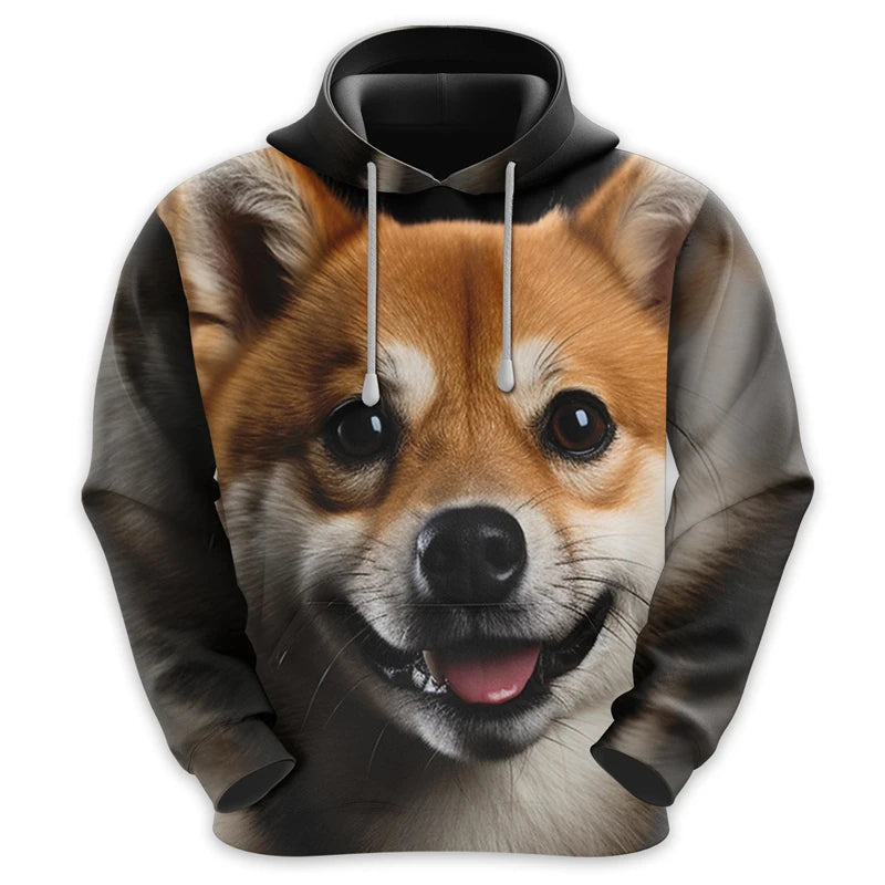 Men's Hoodies Dog Face 3D Printed Tops Autumn Harajuku Fashion Chihuahua Graphic Sweatshirts Pet Pullovers  Casual Animal Tops Elk-Valley 3D