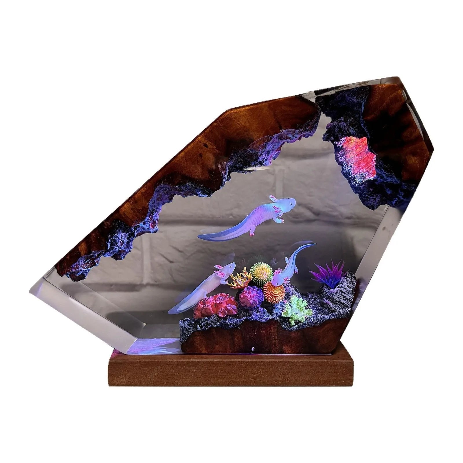 Underwater World Salamander Resin Art Luminous Atmosphere Display Piece Unique Festival Gift Home Decoration Handicraft Elk-Valley 3D