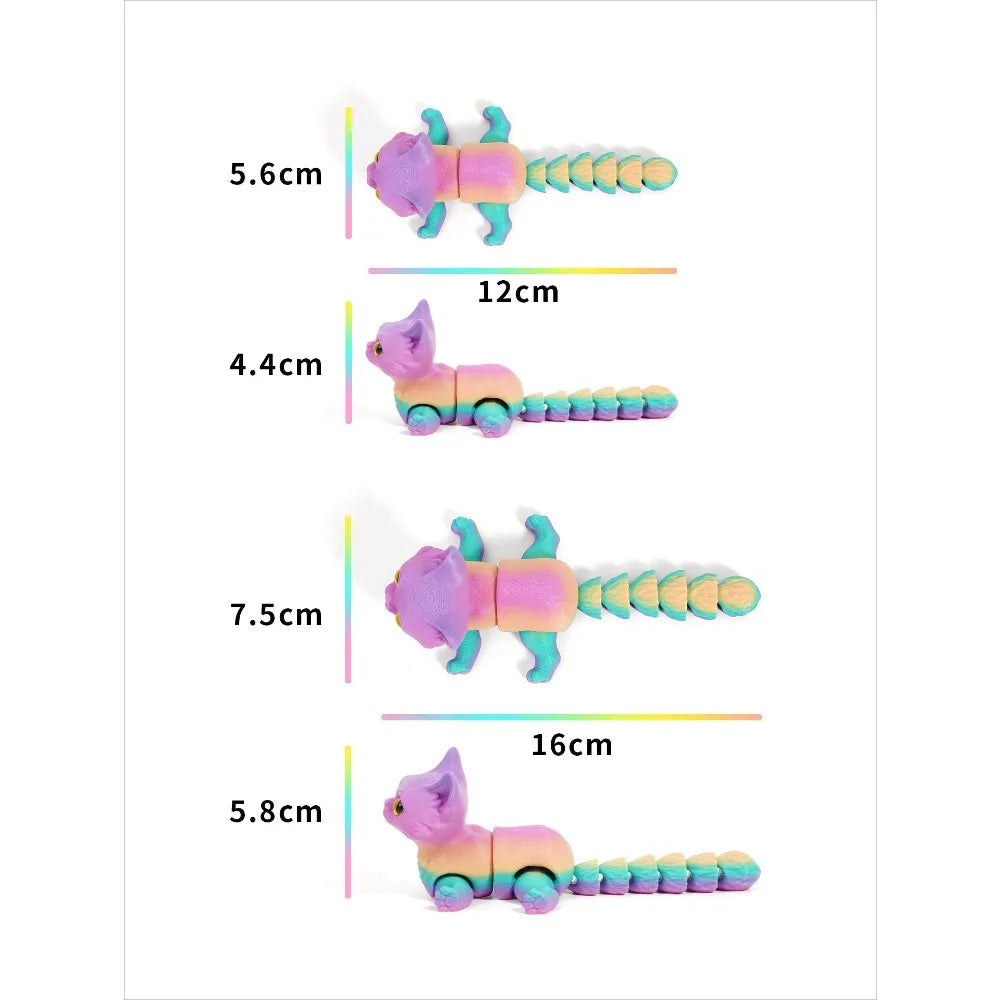 3D Printed Cute Cats Tail Joint Movable Kawaii Kitten Ornament Room Decor Car Decorations Desktop Decorations Gifts To Friends Elk-Valley 3D